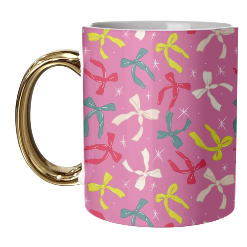 Playful Ribbon Pattern On Pink - unique mug by Ania Wieclaw