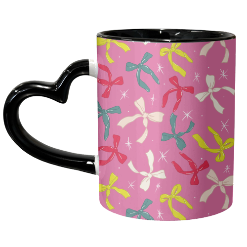Playful Ribbon Pattern On Pink - unique mug by Ania Wieclaw