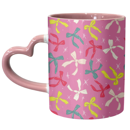 Playful Ribbon Pattern On Pink - unique mug by Ania Wieclaw