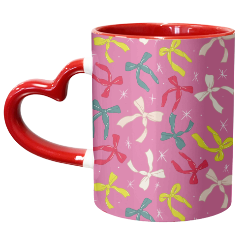 Playful Ribbon Pattern On Pink - unique mug by Ania Wieclaw