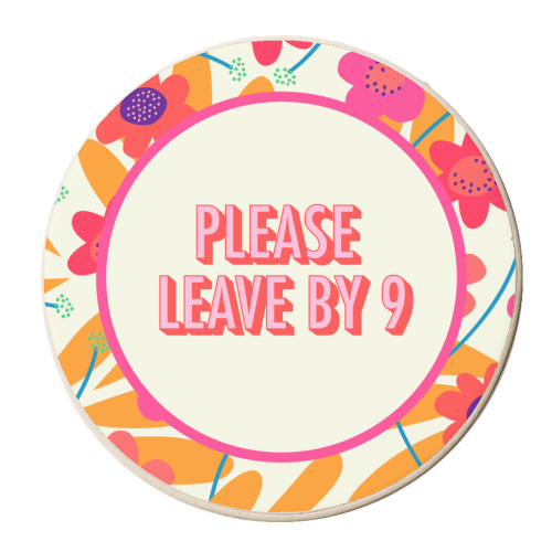 Please leave by 9 - personalised beer coaster by AbiGoLucky