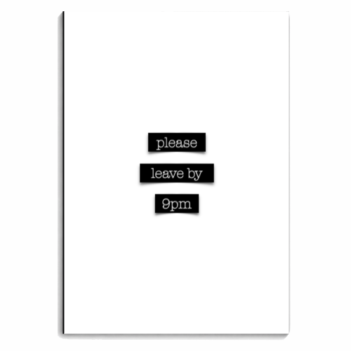 Please leave by 9pm - personalised A4, A5, A6 notebook by Adam Regester
