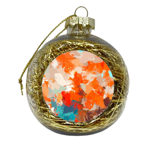 Pleasure, Abstract Brush Strokes Summer Painting, Pop of Color Bright - xmas bauble by Uma Prabhakar Gokhale