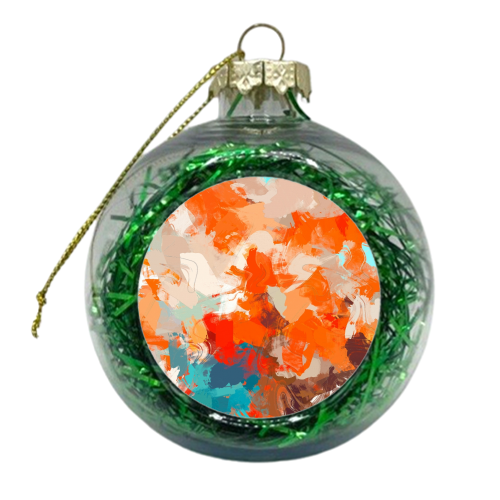 Pleasure, Abstract Brush Strokes Summer Painting, Pop of Color Bright - xmas bauble by Uma Prabhakar Gokhale