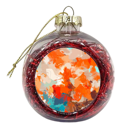 Pleasure, Abstract Brush Strokes Summer Painting, Pop of Color Bright - xmas bauble by Uma Prabhakar Gokhale