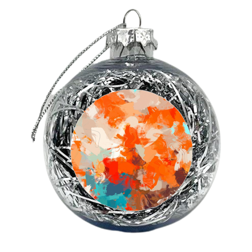 Pleasure, Abstract Brush Strokes Summer Painting, Pop of Color Bright - xmas bauble by Uma Prabhakar Gokhale