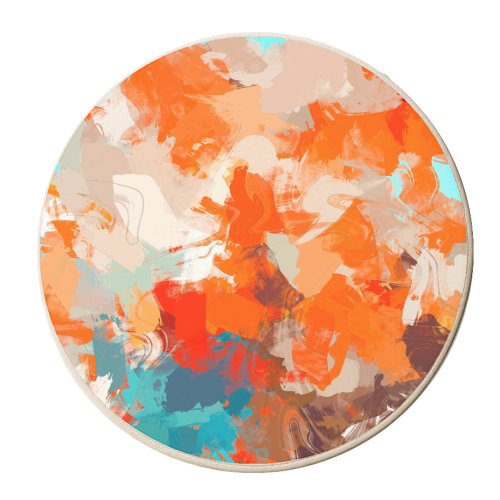 Pleasure, Abstract Brush Strokes Summer Painting, Pop of Color Bright - personalised beer coaster by Uma Prabhakar Gokhale