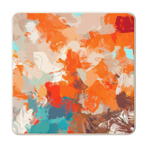 Pleasure, Abstract Brush Strokes Summer Painting, Pop of Color Bright - personalised beer coaster by Uma Prabhakar Gokhale