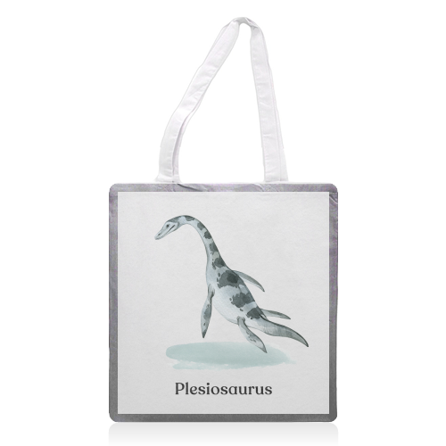 Plesiosaurus - printed canvas tote bag by Gal Design