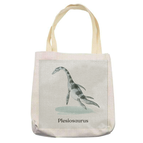 Plesiosaurus - printed canvas tote bag by Gal Design