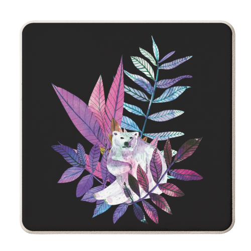 Polar bear and leaves - personalised beer coaster by Aleshka K