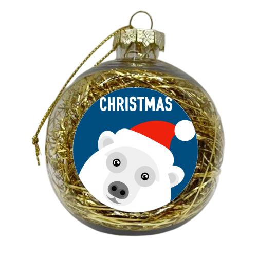 Polar Bear Merry Christmas - xmas bauble by Adam Regester