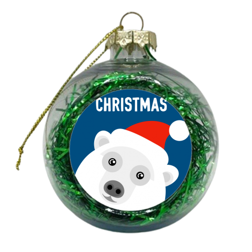Polar Bear Merry Christmas - xmas bauble by Adam Regester