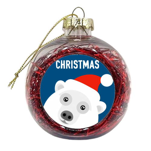 Polar Bear Merry Christmas - xmas bauble by Adam Regester