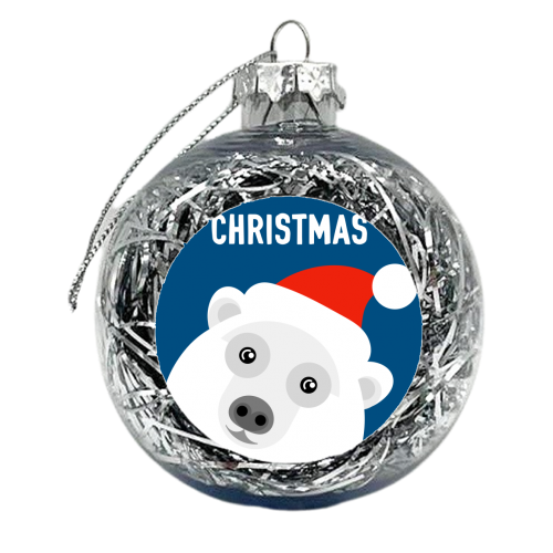 Polar Bear Merry Christmas - xmas bauble by Adam Regester