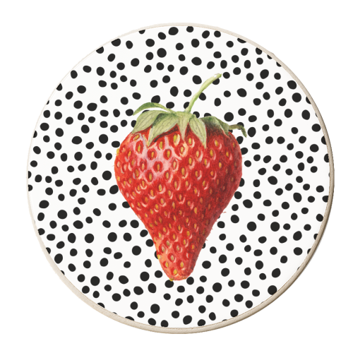 Polka Dot Strawberry - personalised beer coaster by The 13 Prints