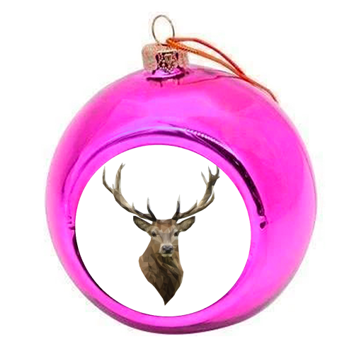 Polygonal Stag - colourful christmas bauble by Vicki Clare