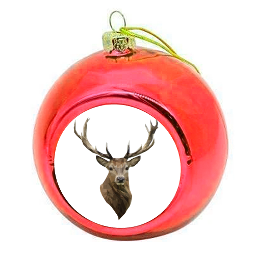 Polygonal Stag - colourful christmas bauble by Vicki Clare