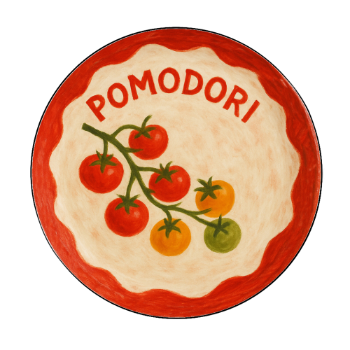 Pomodori - Circle Sticker by Ms Doodle