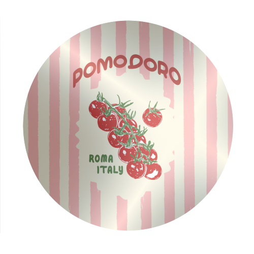 Pomodoro Tomatoes Retro Pink Stripes - Circle Sticker by EZbie
