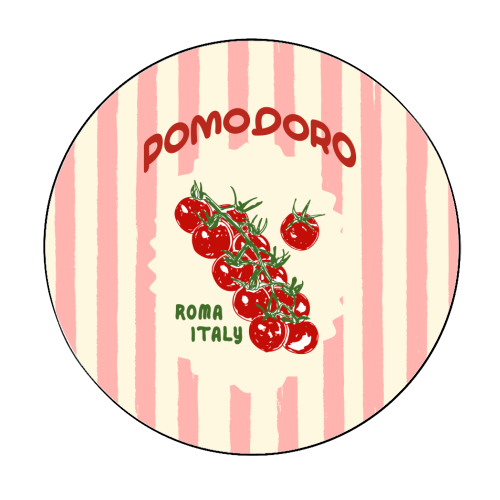 Pomodoro Tomatoes Retro Pink Stripes - Circle Sticker by EZbie