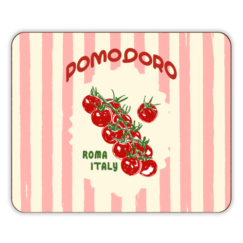 Pomodoro Tomatoes Retro Pink Stripes - designer placemat by EZbie