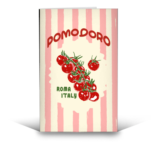 Pomodoro Tomatoes Retro Pink Stripes - funny greeting card by EZbie