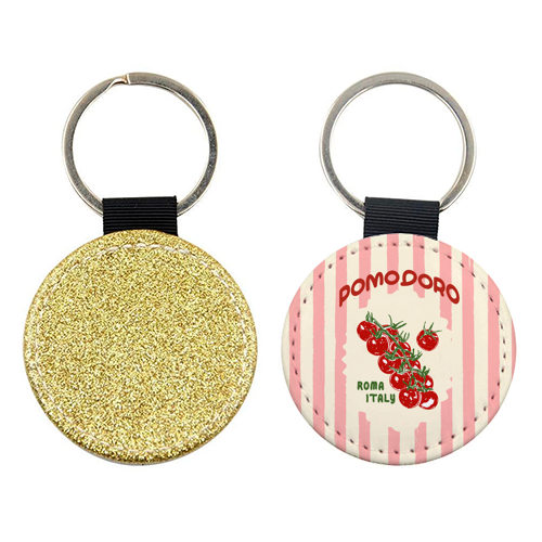 Pomodoro Tomatoes Retro Pink Stripes - keyring by EZbie