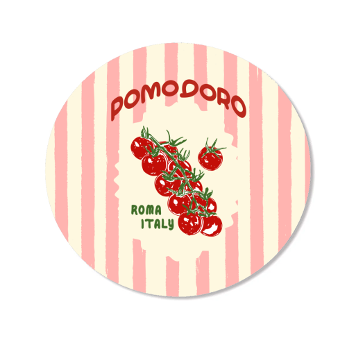 Pomodoro Tomatoes Retro Pink Stripes - Magnet by EZbie