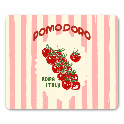 Pomodoro Tomatoes Retro Pink Stripes - mouse mat by EZbie