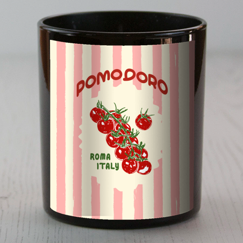 Pomodoro Tomatoes Retro Pink Stripes - scented candle by EZbie
