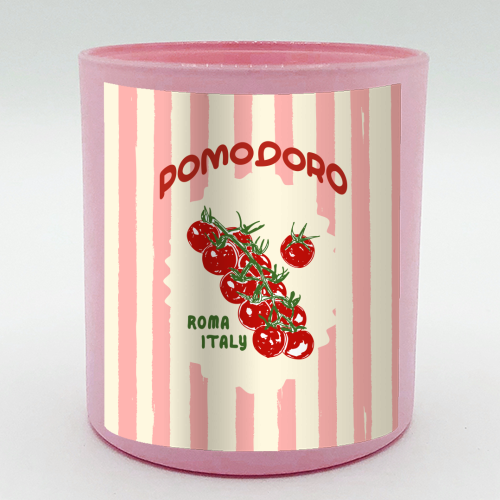 Pomodoro Tomatoes Retro Pink Stripes - scented candle by EZbie