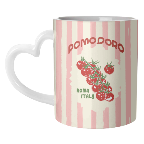 Pomodoro Tomatoes Retro Pink Stripes - unique mug by EZbie