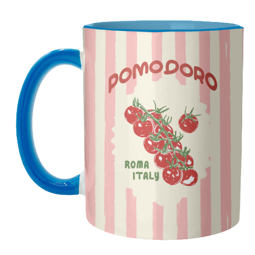 Pomodoro Tomatoes Retro Pink Stripes - unique mug by EZbie