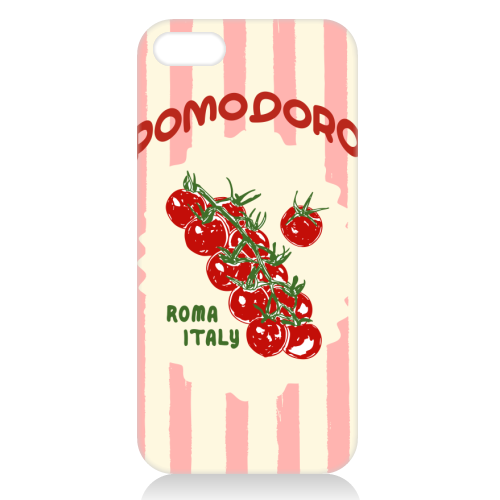 Pomodoro Tomatoes Retro Pink Stripes - unique phone case by EZbie