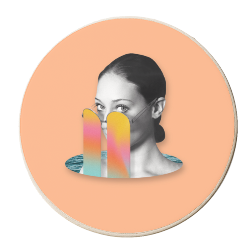 Poolside Glance Pastel Collage - personalised beer coaster by OhMC! Designs