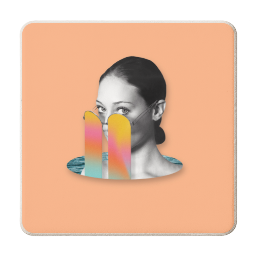 Poolside Glance Pastel Collage - personalised beer coaster by OhMC! Designs