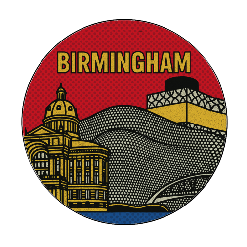 Pop Art Birmingham - Circle Sticker by Ms Doodle