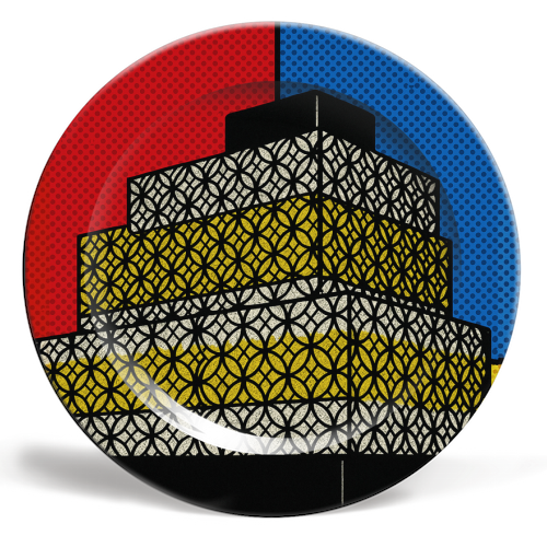 Pop Art Birmingham - Library - ceramic dinner plate by Ms Doodle