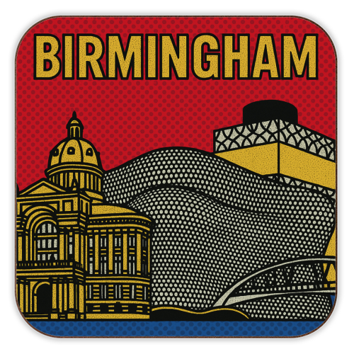Pop Art Birmingham - personalised beer coaster by Ms Doodle