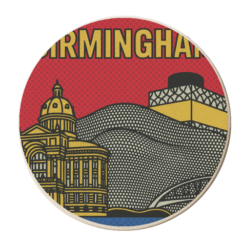 Pop Art Birmingham - personalised beer coaster by Ms Doodle