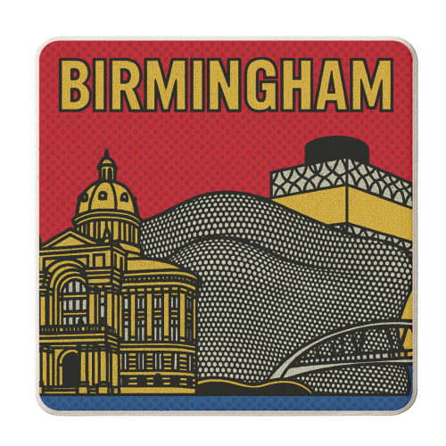 Pop Art Birmingham - personalised beer coaster by Ms Doodle