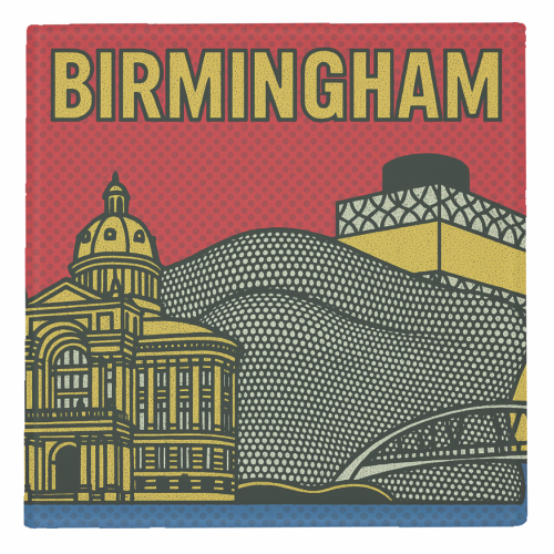 Pop Art Birmingham - personalised beer coaster by Ms Doodle