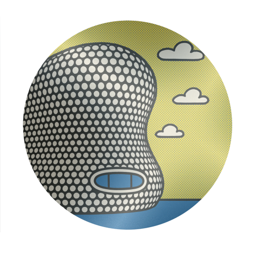 Pop Art Birmingham - Selfridges - Circle Sticker by Ms Doodle