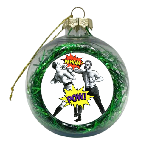Pop Pugilists (AKA Vintage Boxers + Comic Book Sound Effects) - xmas bauble by Phigment