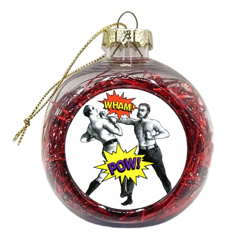Pop Pugilists (AKA Vintage Boxers + Comic Book Sound Effects) - xmas bauble by Phigment