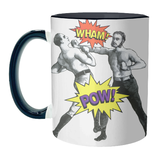 Pop Pugilists (AKA Vintage Boxers + Comic Book Sound Effects) - unique mug by Phigment