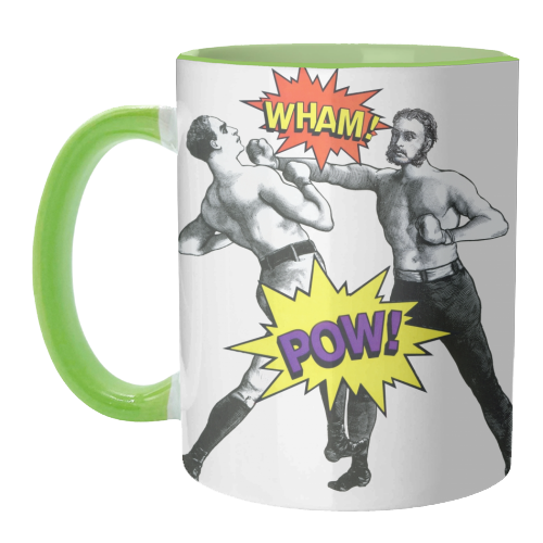 Pop Pugilists (AKA Vintage Boxers + Comic Book Sound Effects) - unique mug by Phigment