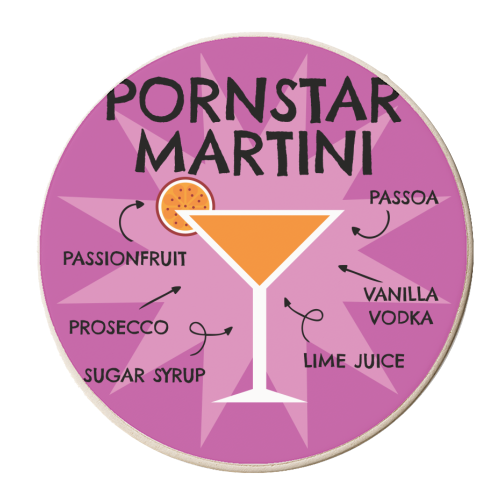 PORNSTAR MARTINI Cocktail Recipe Giftware - personalised beer coaster by AbiGoLucky