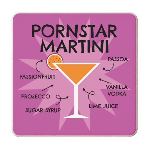 PORNSTAR MARTINI Cocktail Recipe Giftware - personalised beer coaster by AbiGoLucky